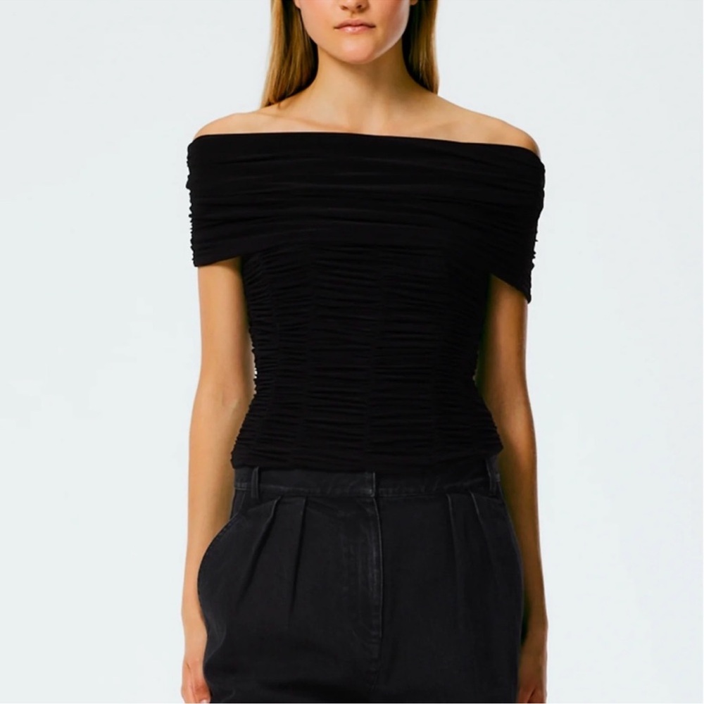 Tibi Ruched Strapless Top